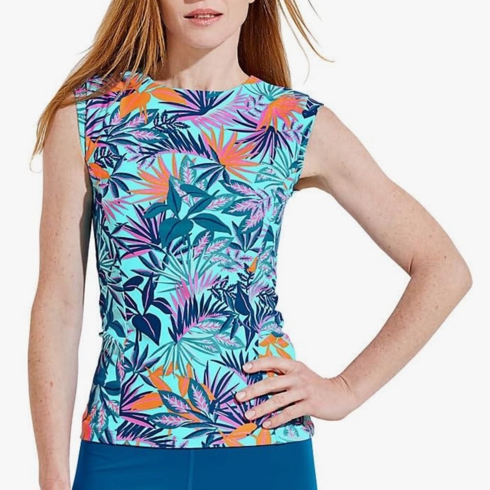 Coolibar Tropical Leaf Print Kaylana Tank Top